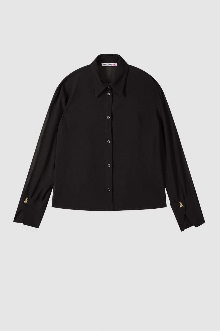 Fluid georgette shirt, Black, Patrizia Pepe