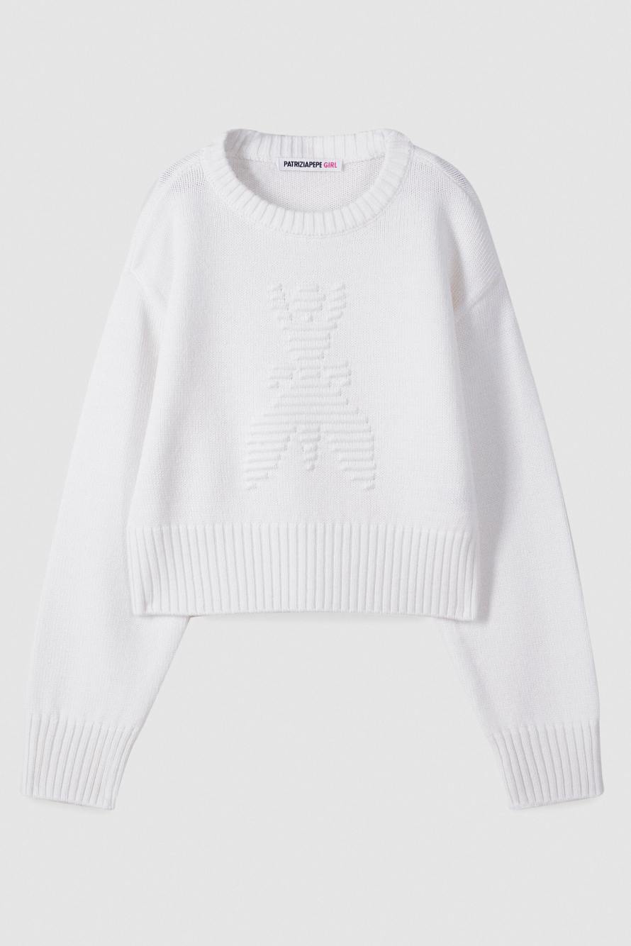 Wool-blend Fly jumper, White, Patrizia Pepe