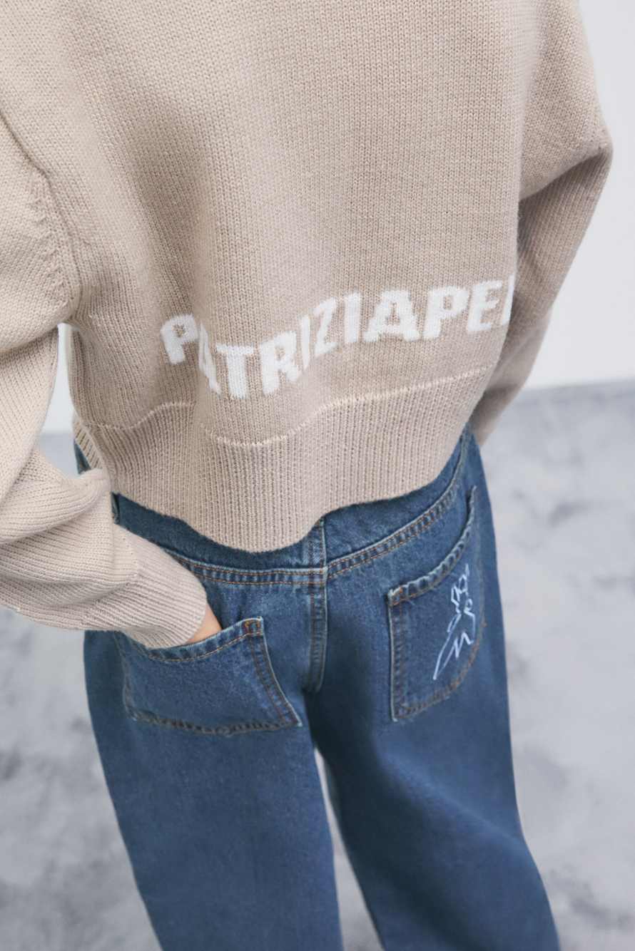 Cropped wool-blend jumper, Beige, Patrizia Pepe