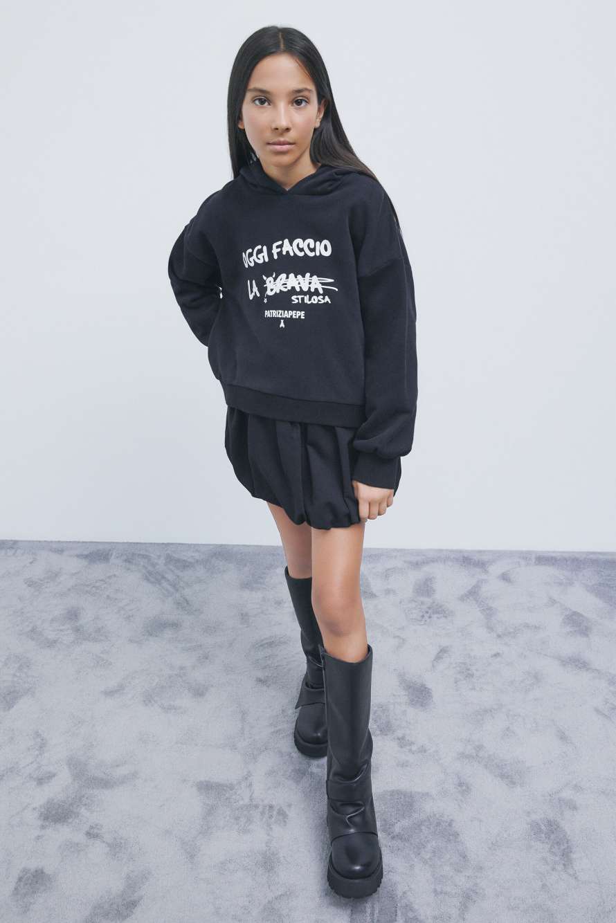 Cotton hoodie, Black, Patrizia Pepe
