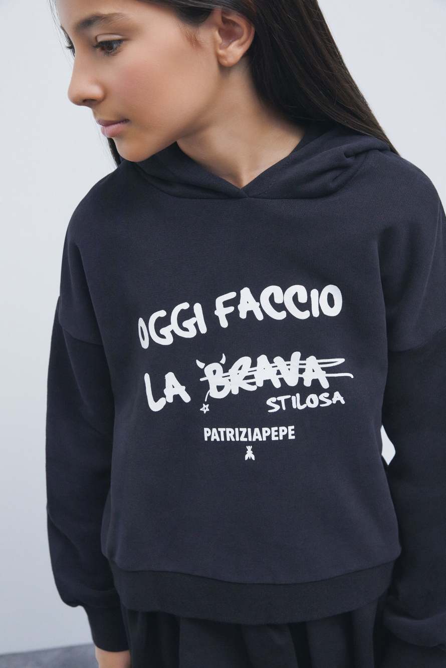 Cotton hoodie, Black, Patrizia Pepe