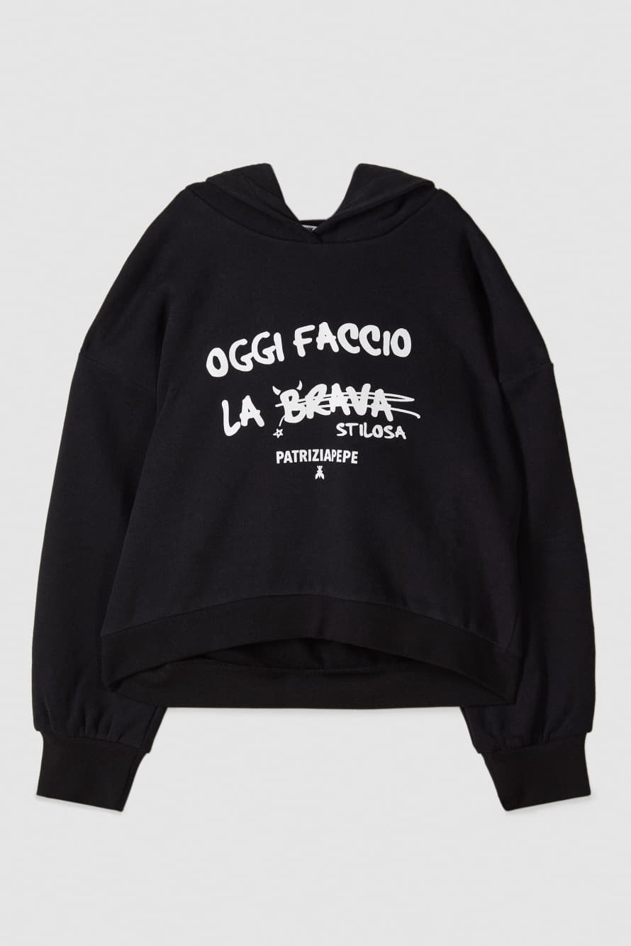 Cotton hoodie, Black, Patrizia Pepe