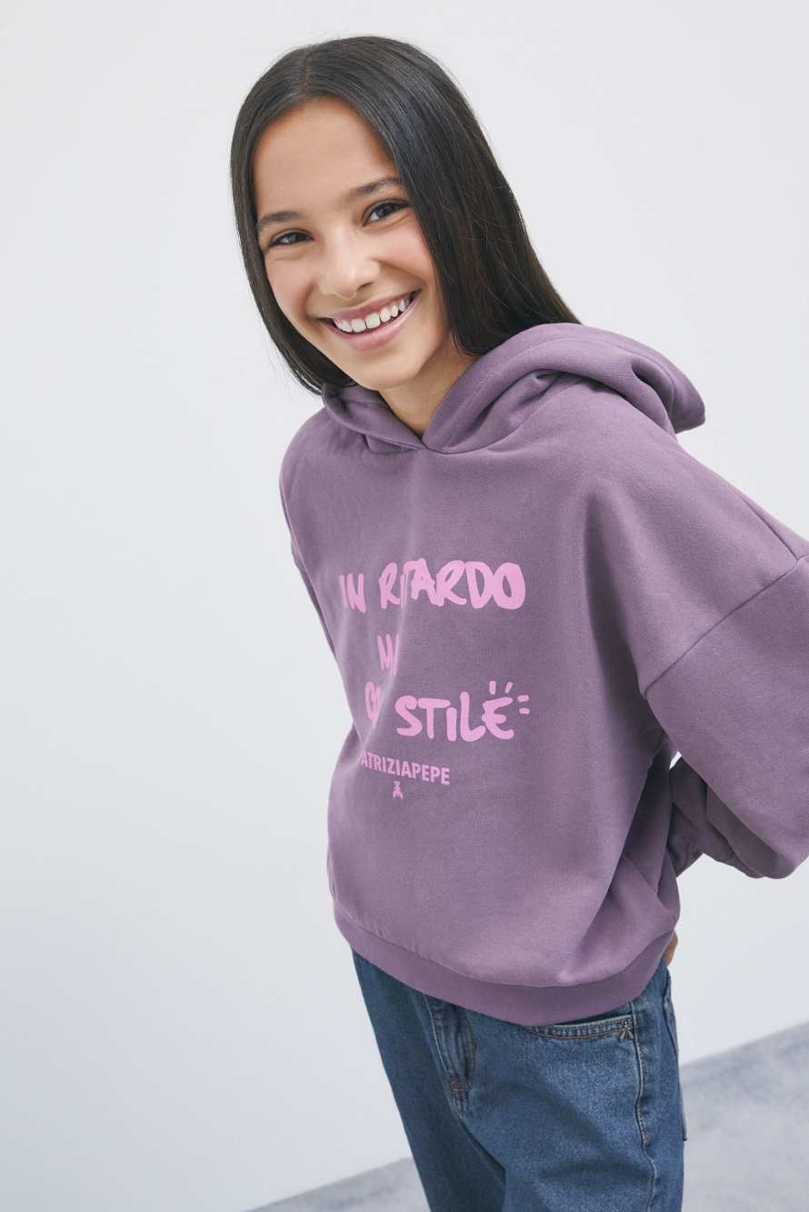Cotton hoodie, Purple, Patrizia Pepe