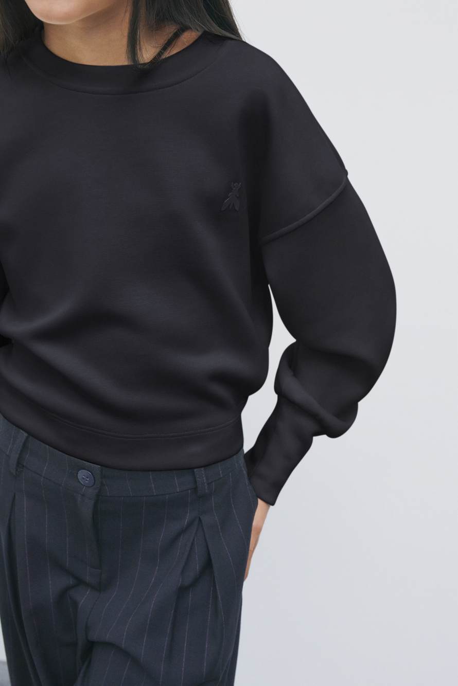 Technical jersey sweatshirt, Black, Patrizia Pepe