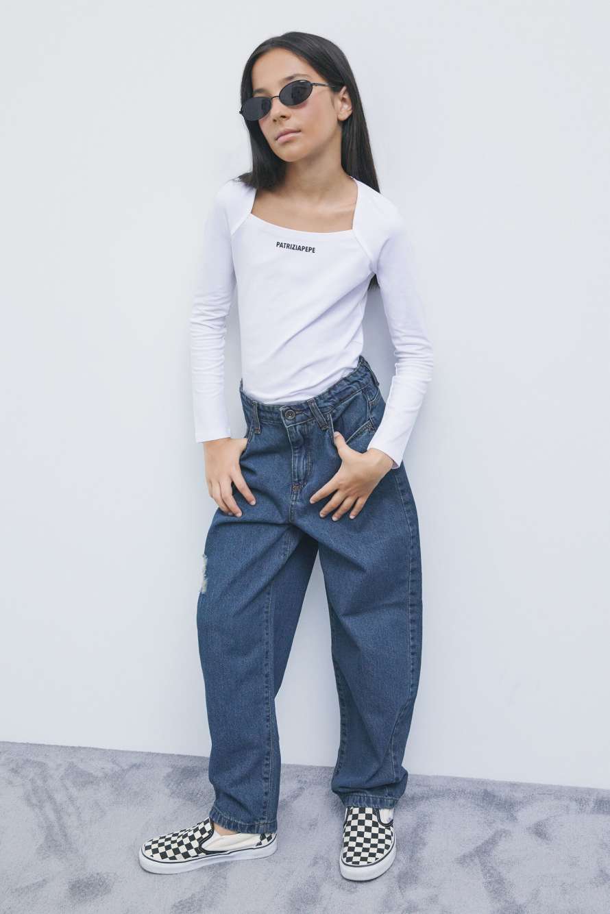 Slim square-neck top, White, Patrizia Pepe