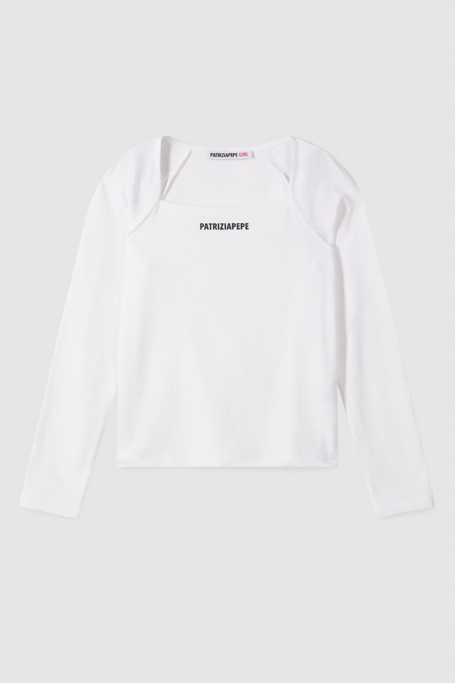 Slim square-neck top, White, Patrizia Pepe