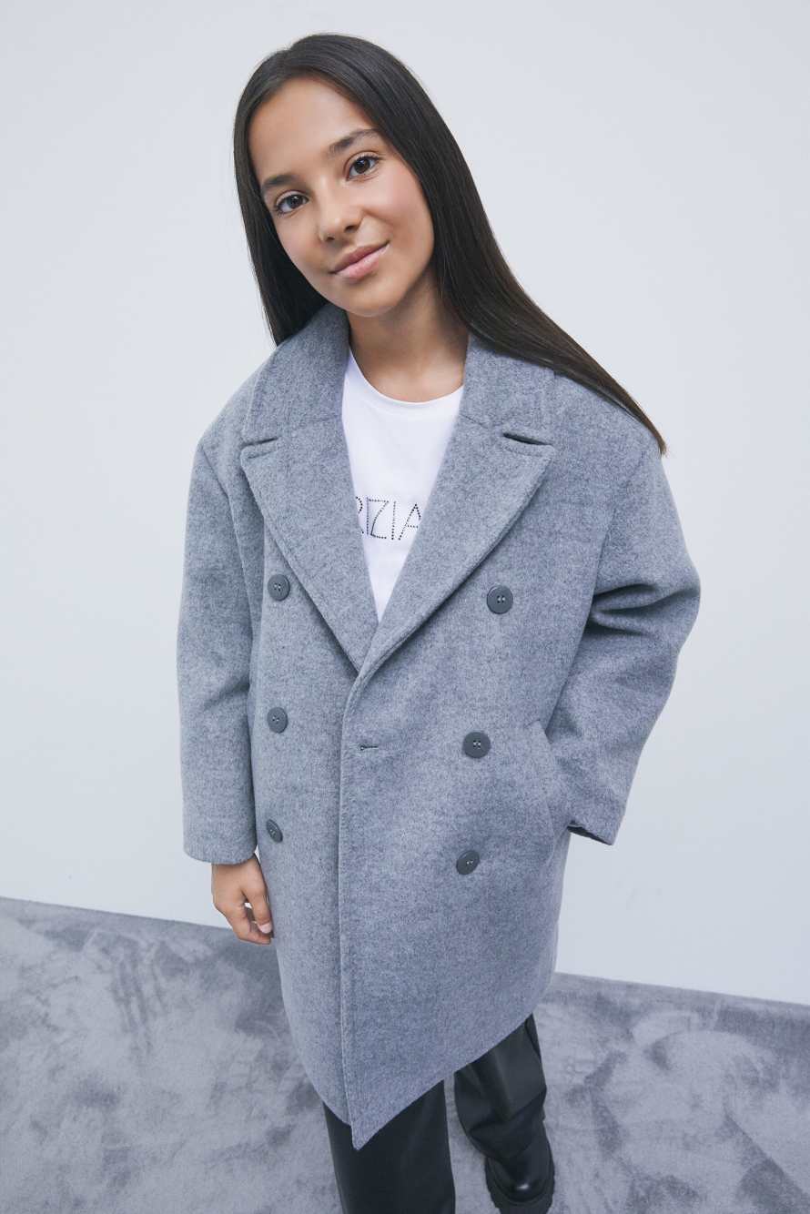 Double-breasted wool-blend coat, Grey, Patrizia Pepe