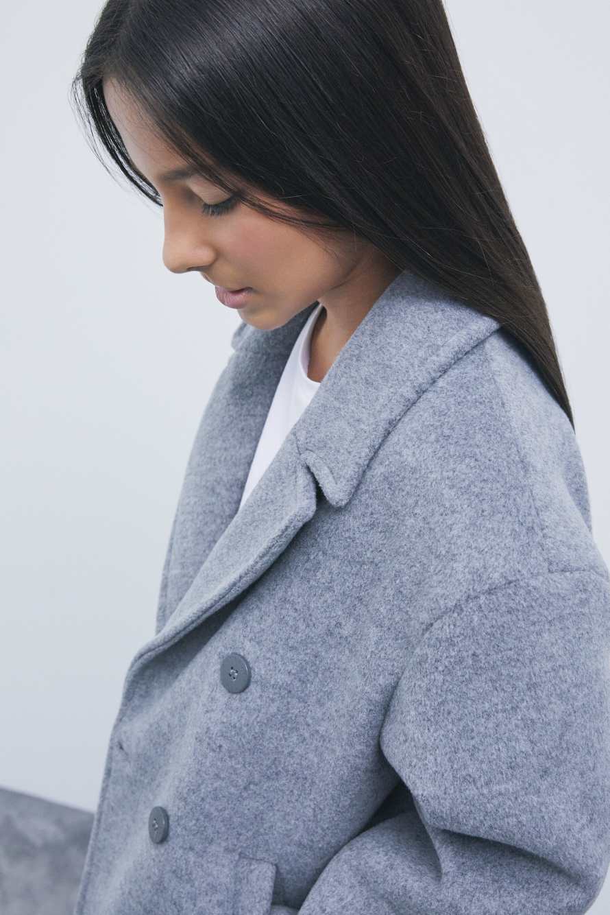 Double-breasted wool-blend coat, Grey, Patrizia Pepe