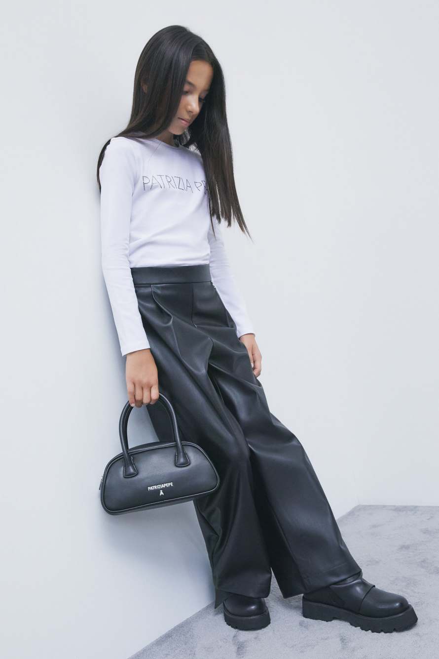 Coated palazzo trousers, Black, Patrizia Pepe