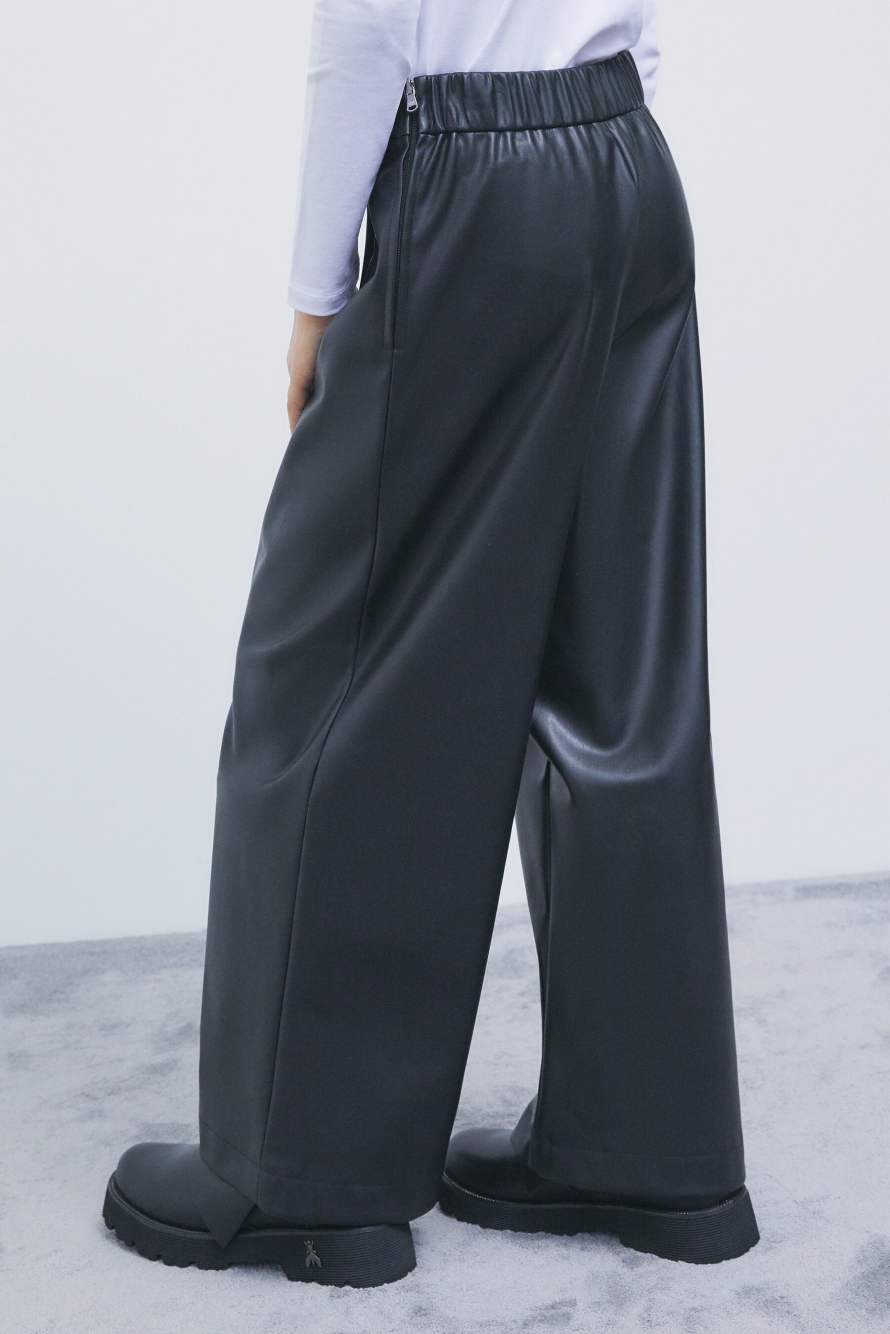 Coated palazzo trousers, Black, Patrizia Pepe