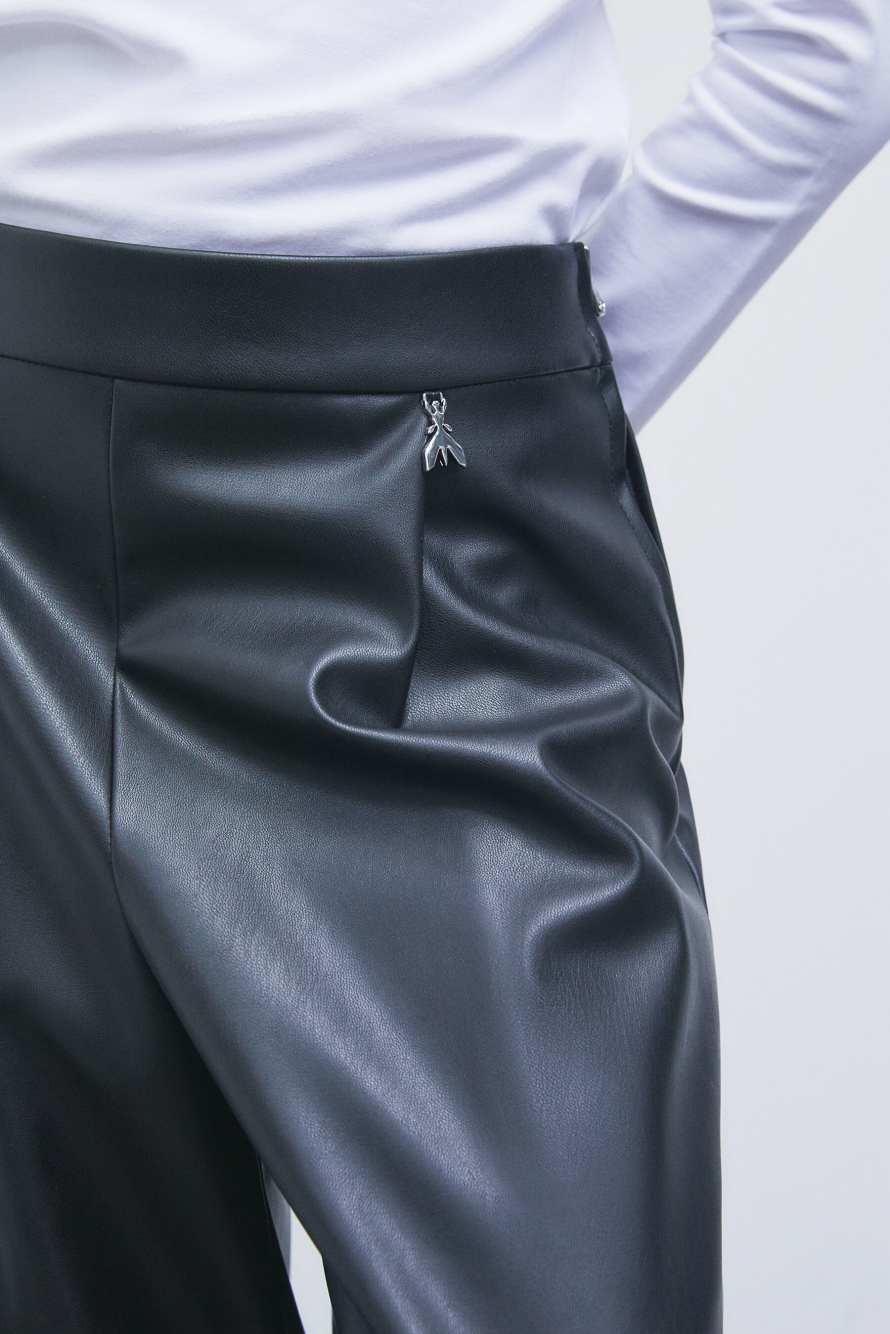 Coated palazzo trousers, Black, Patrizia Pepe
