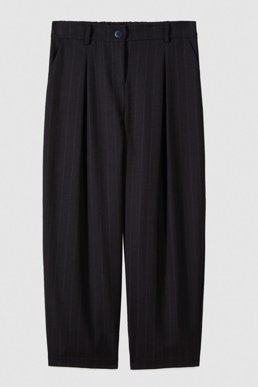 Fluid pinstripe trousers with pleats, Blue/Fuchsia, Patrizia Pepe