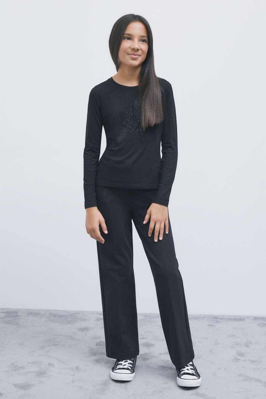Straight-leg technical fabric trousers, Black, Patrizia Pepe