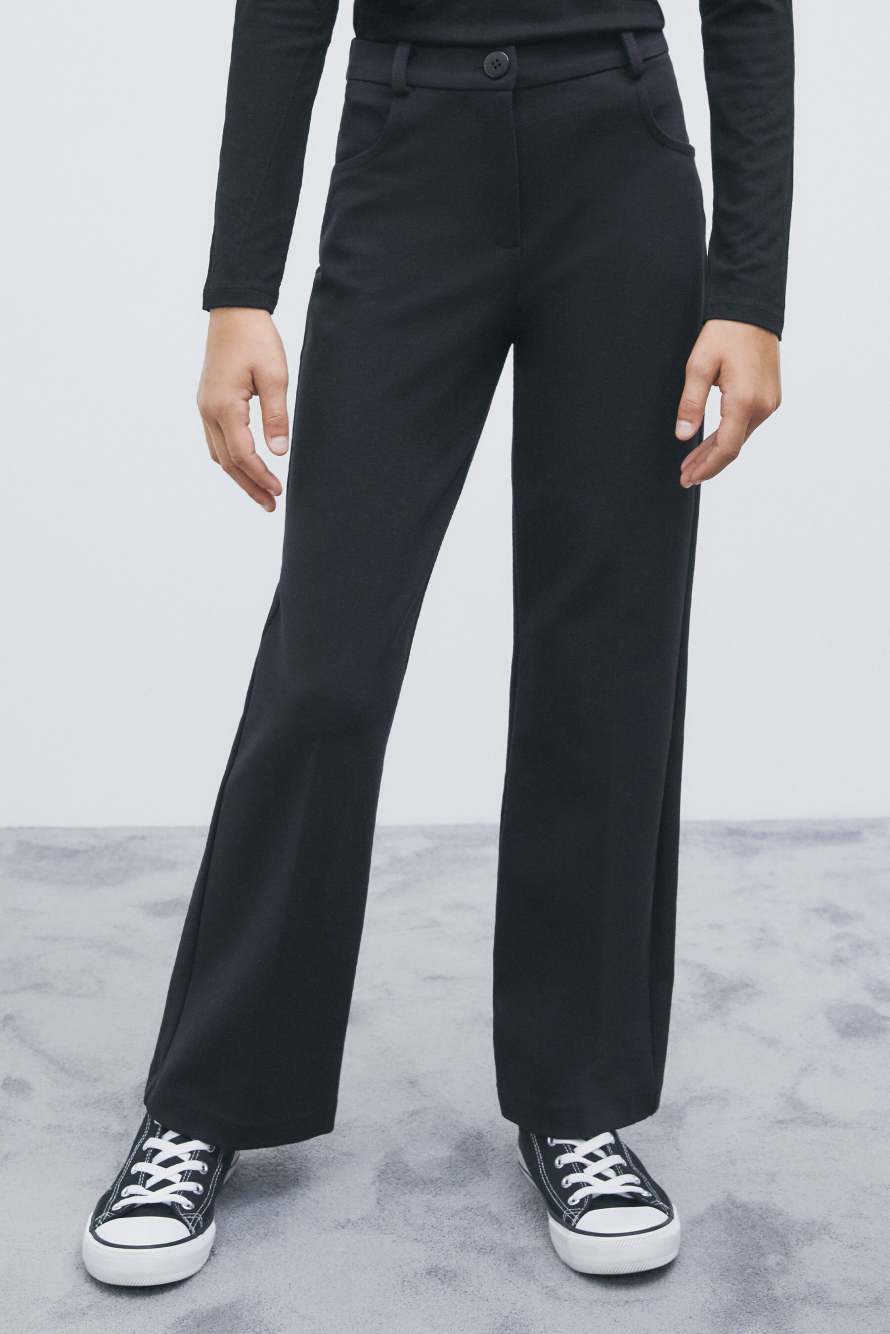 Straight-leg technical fabric trousers, Black, Patrizia Pepe