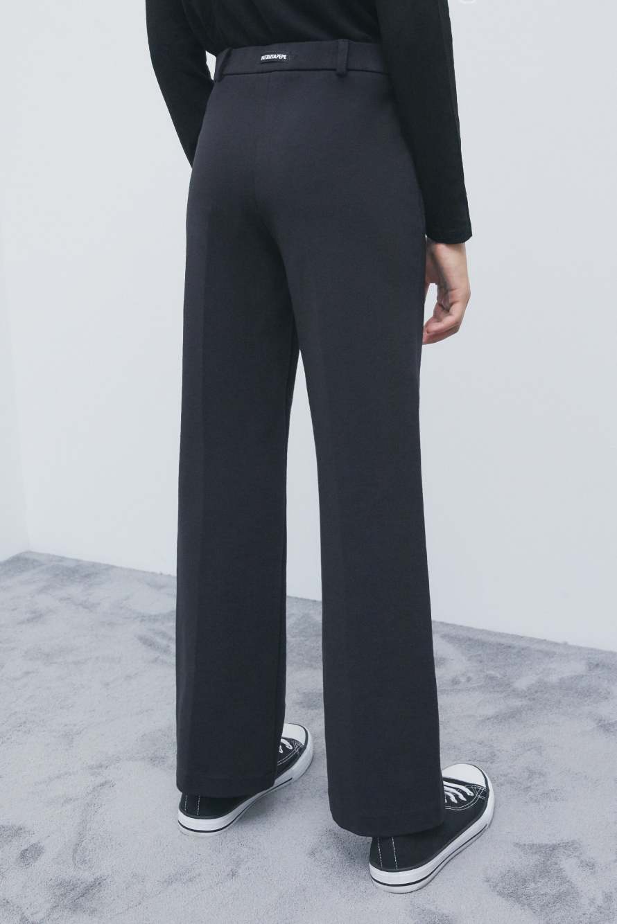 Straight-leg technical fabric trousers, Black, Patrizia Pepe