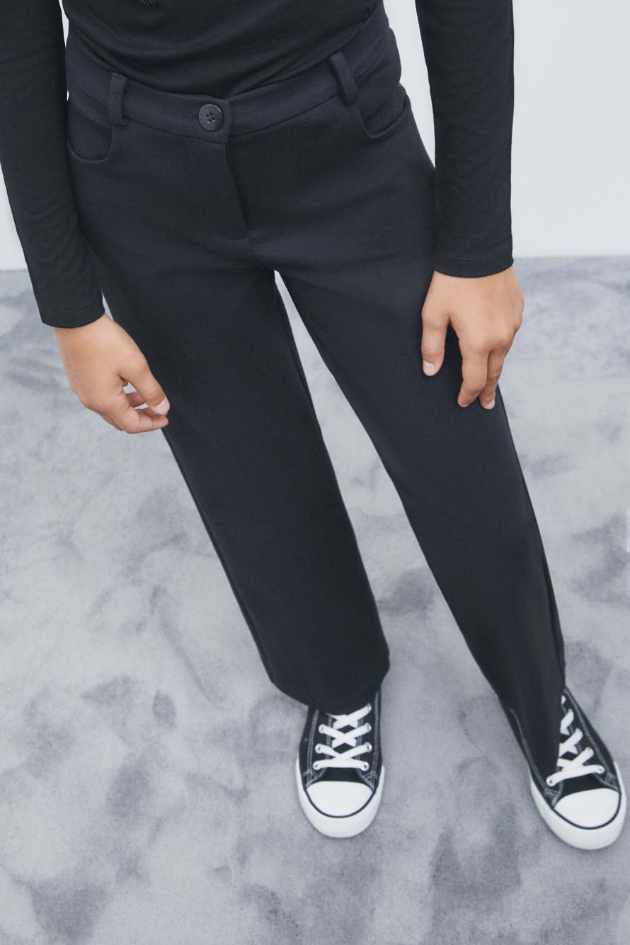 Straight-leg technical fabric trousers, Black, Patrizia Pepe