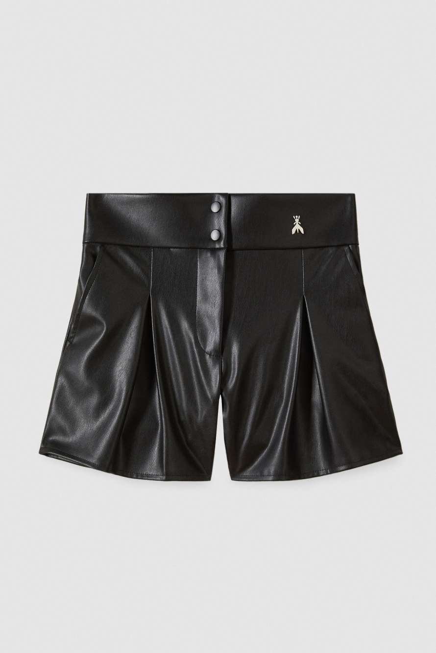 Coated shorts with pleats, Black, Patrizia Pepe