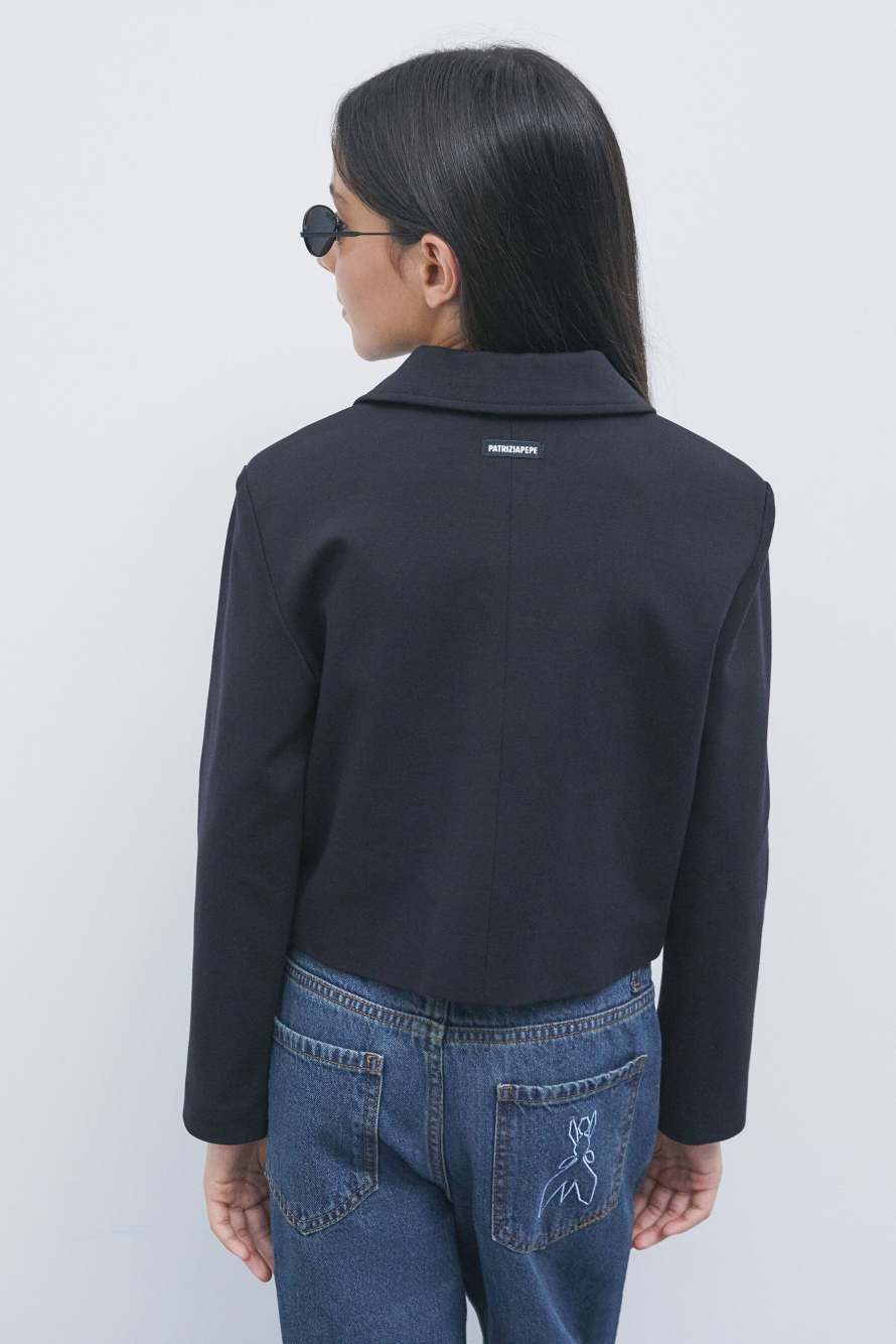 Cropped zip jacket, Black, Patrizia Pepe