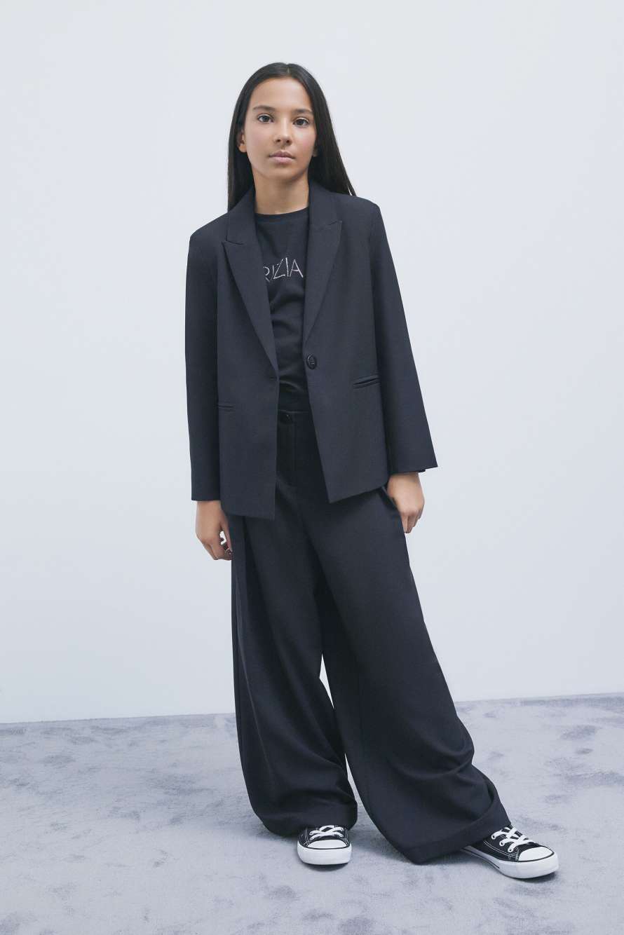 Single-button stretch sabl&eacute; blazer, Black, Patrizia Pepe