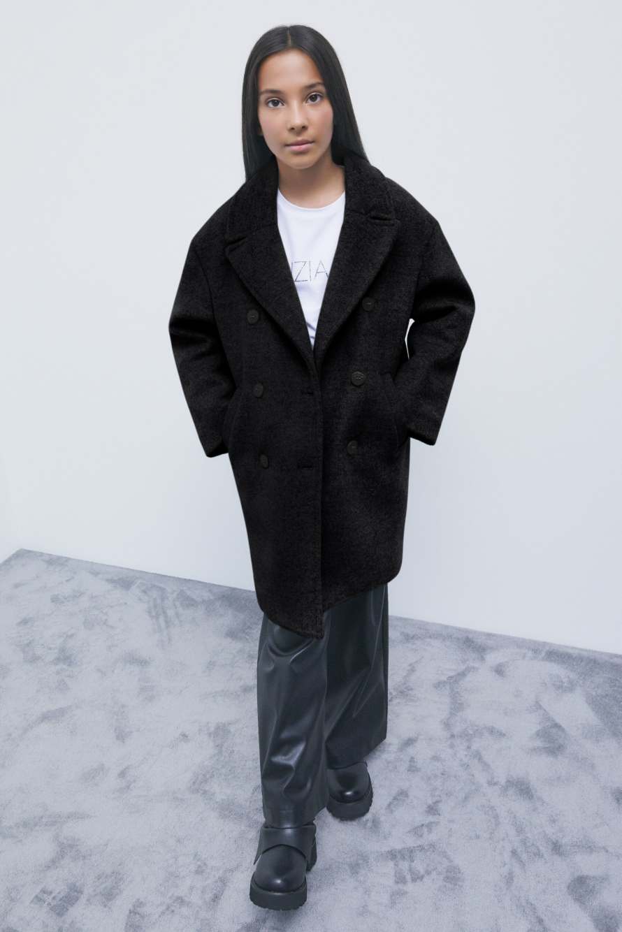 Double-breasted wool-blend coat, Black, Patrizia Pepe
