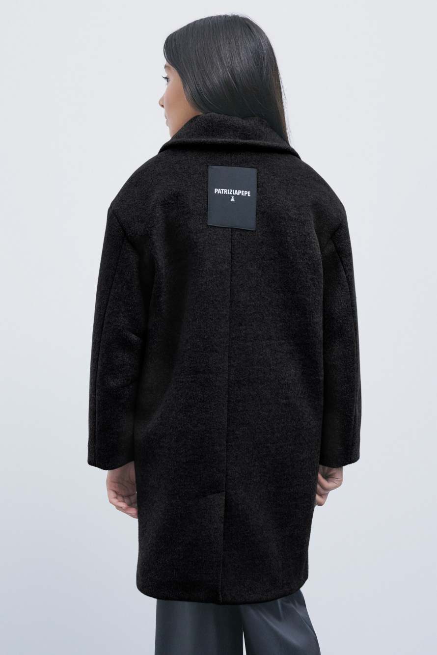 Double-breasted wool-blend coat, Black, Patrizia Pepe