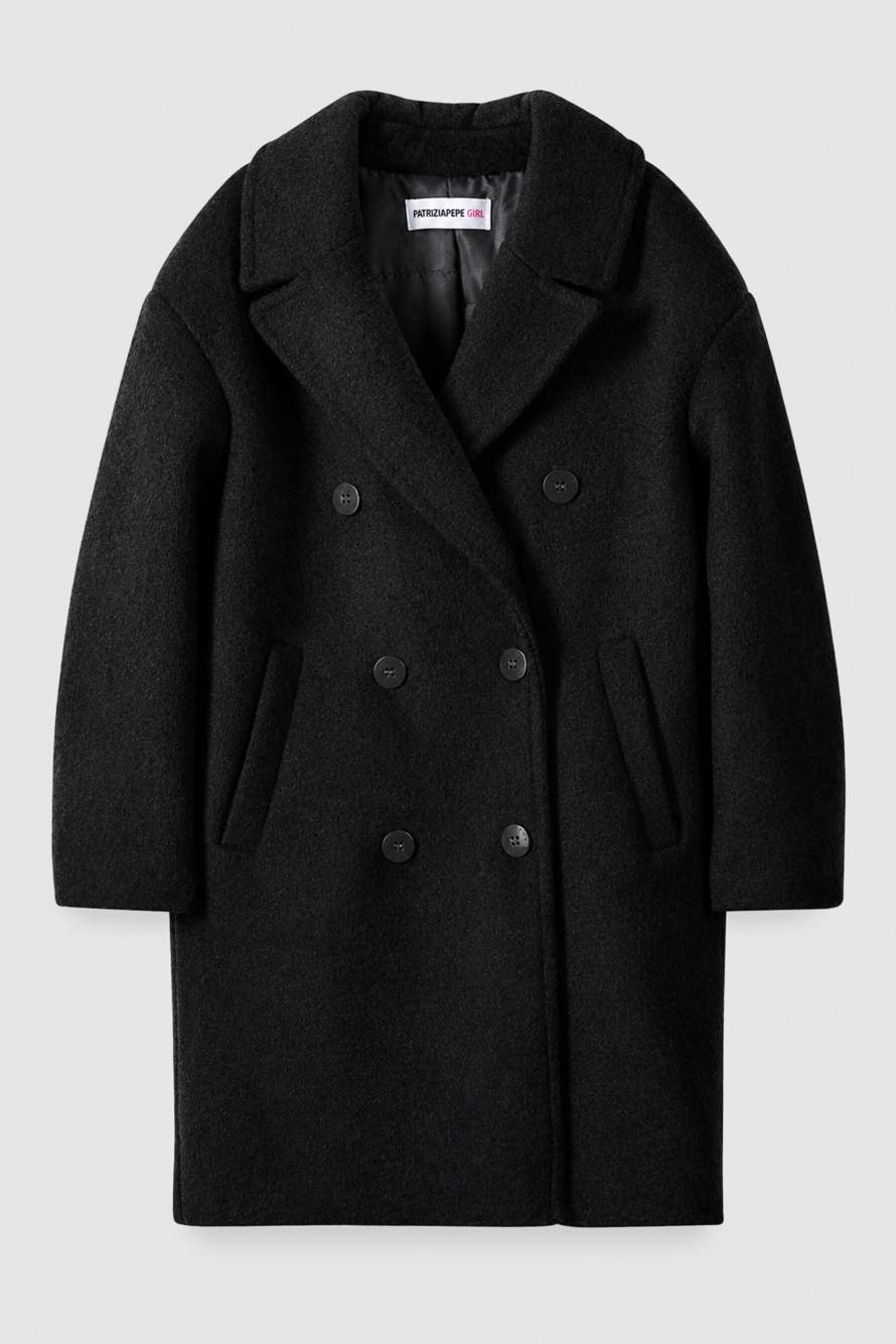Double-breasted wool-blend coat, Black, Patrizia Pepe