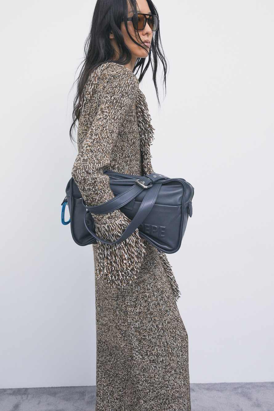 (IM)PERFECTION shopping bag in leather, Blue, Patrizia Pepe