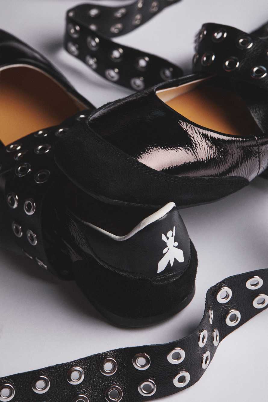 Dancing SKIN glossy studded ballerinas, Black, Patrizia Pepe