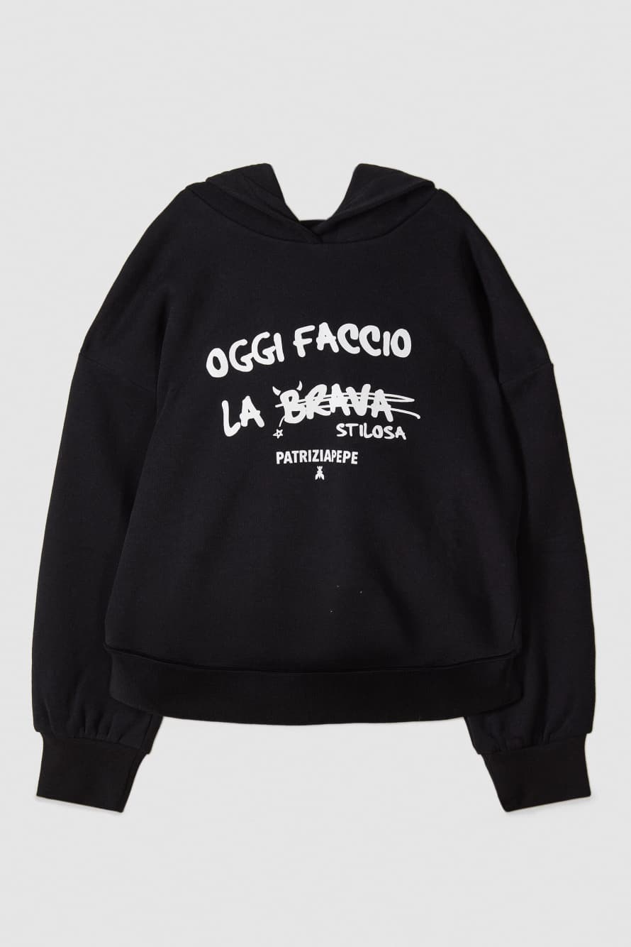 Cotton hoodie, Black, Patrizia Pepe