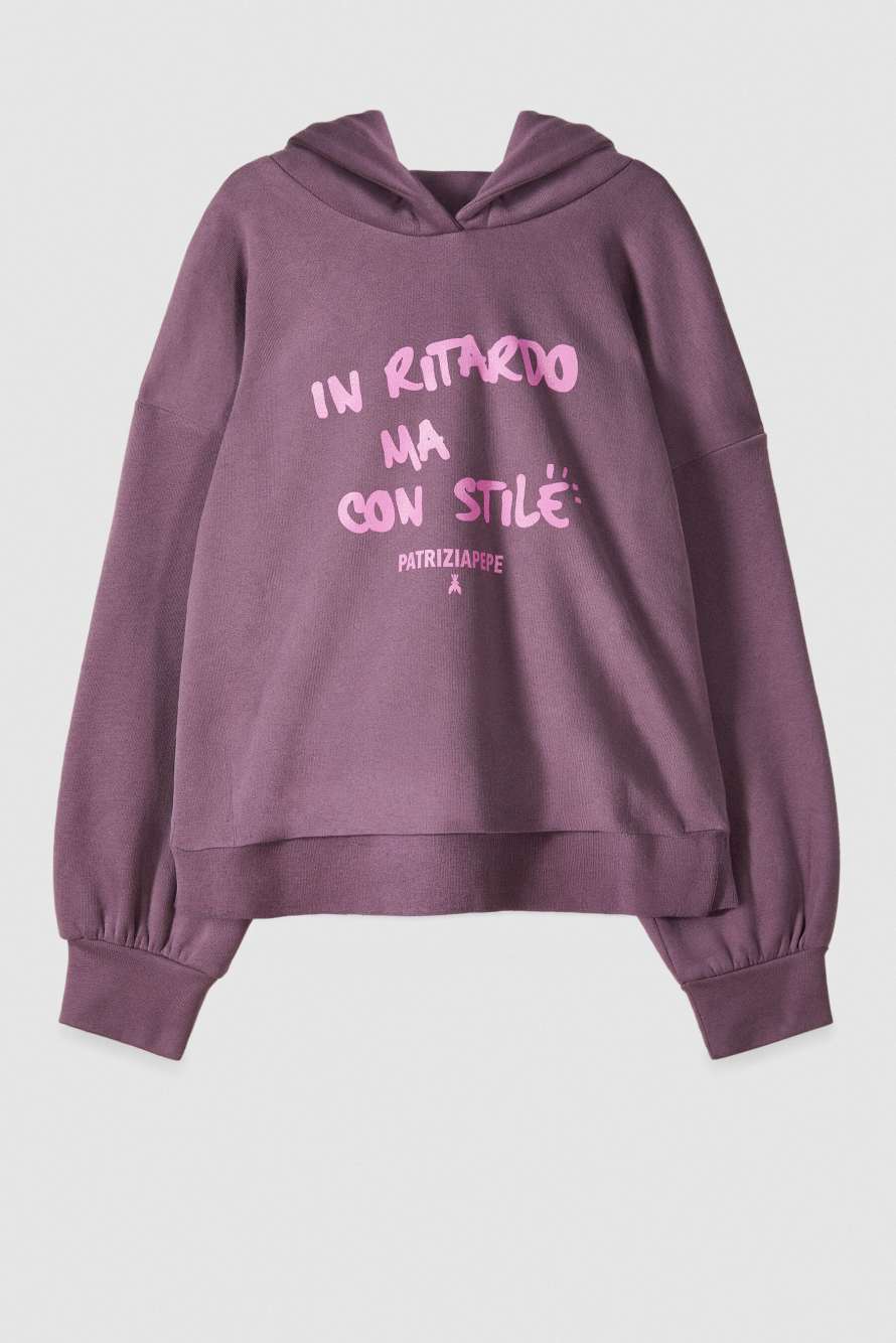 Cotton hoodie, Purple, Patrizia Pepe