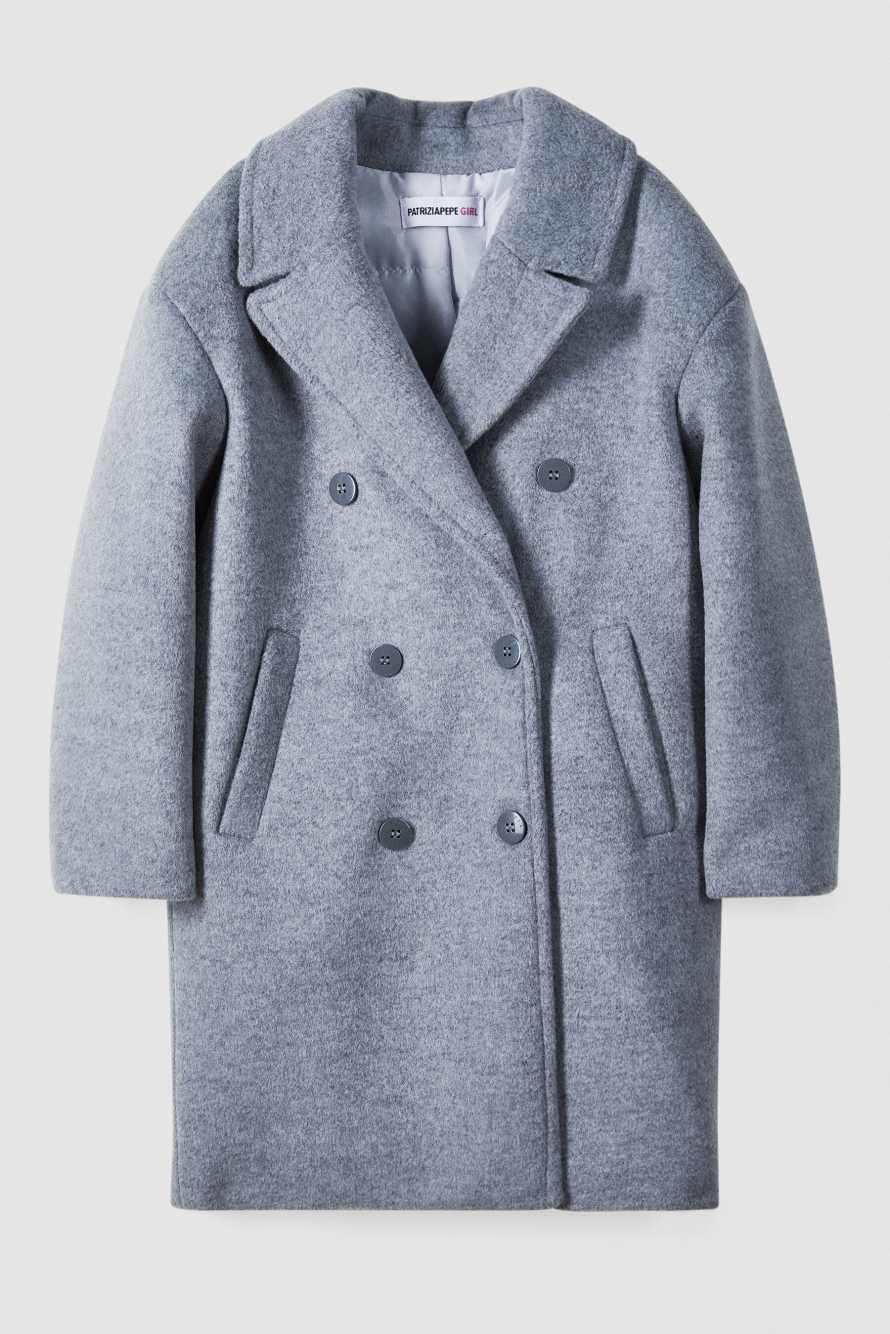 Double-breasted wool-blend coat, Grey, Patrizia Pepe