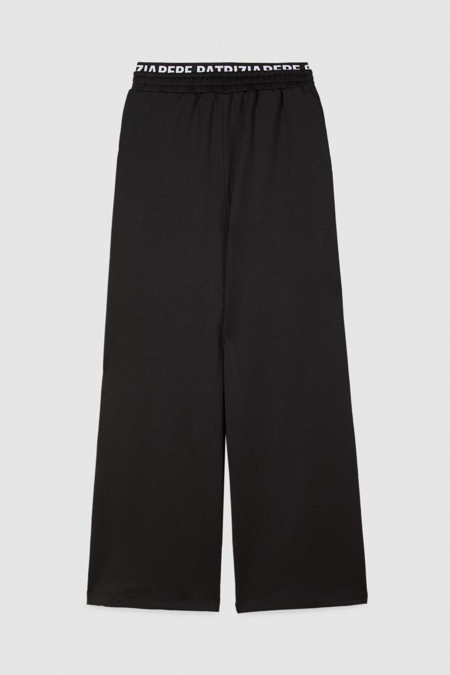Technical jersey palazzo trousers, Black, Patrizia Pepe