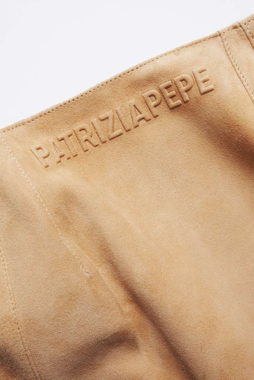 Jupe courte en daim avec zip, Beige, Patrizia Pepe