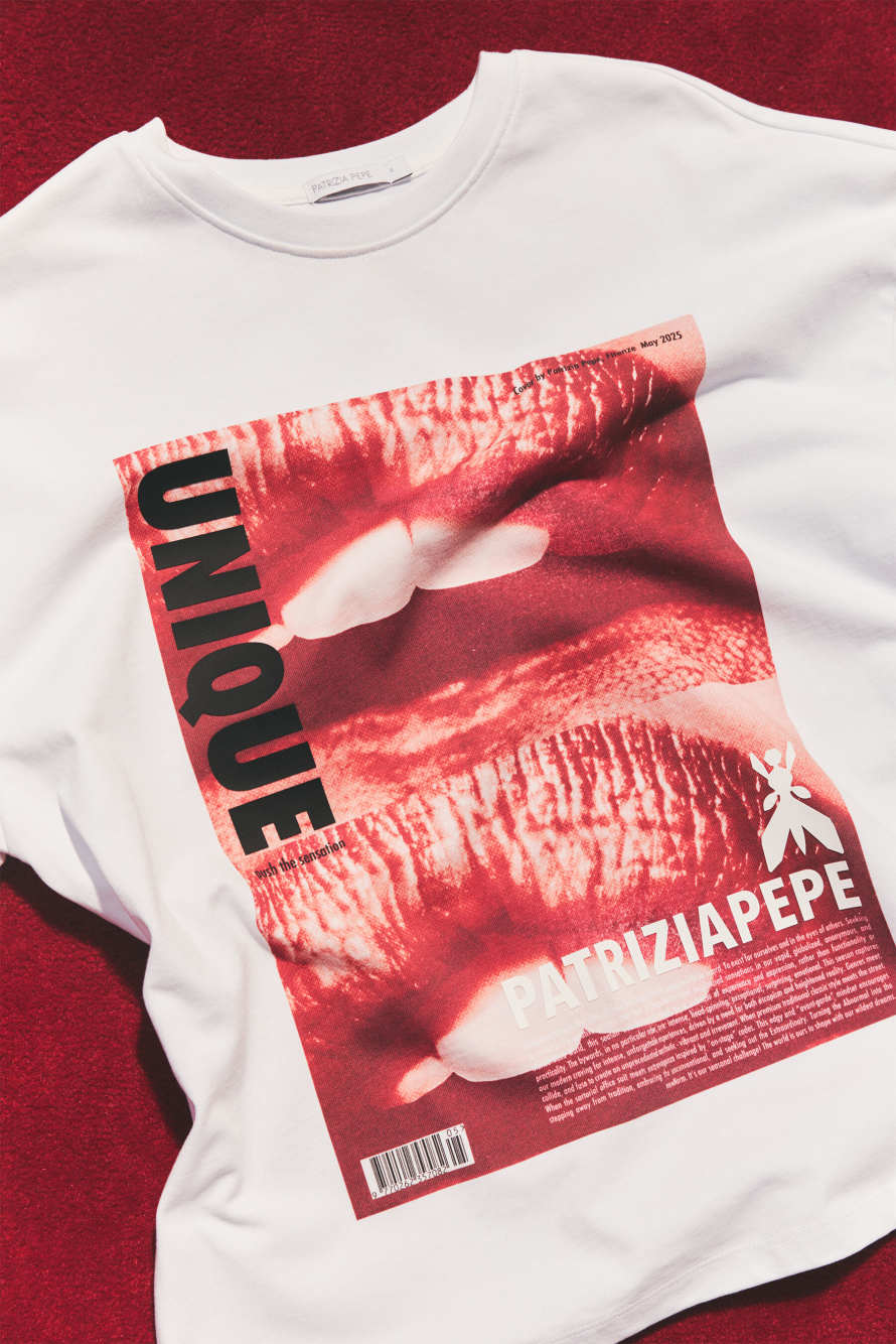 Cotton T-shirt with slogan print, White, Patrizia Pepe