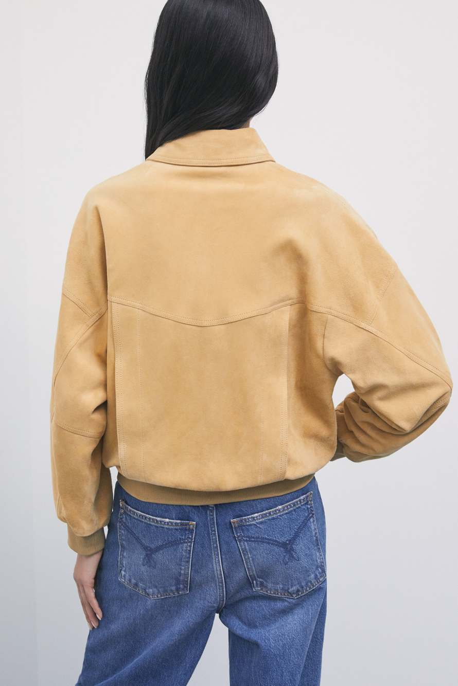 Oversized suede-leather jacket, Beige, Patrizia Pepe