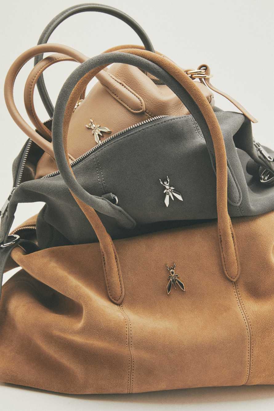 New Business large suede top handle bag, Beige, Patrizia Pepe
