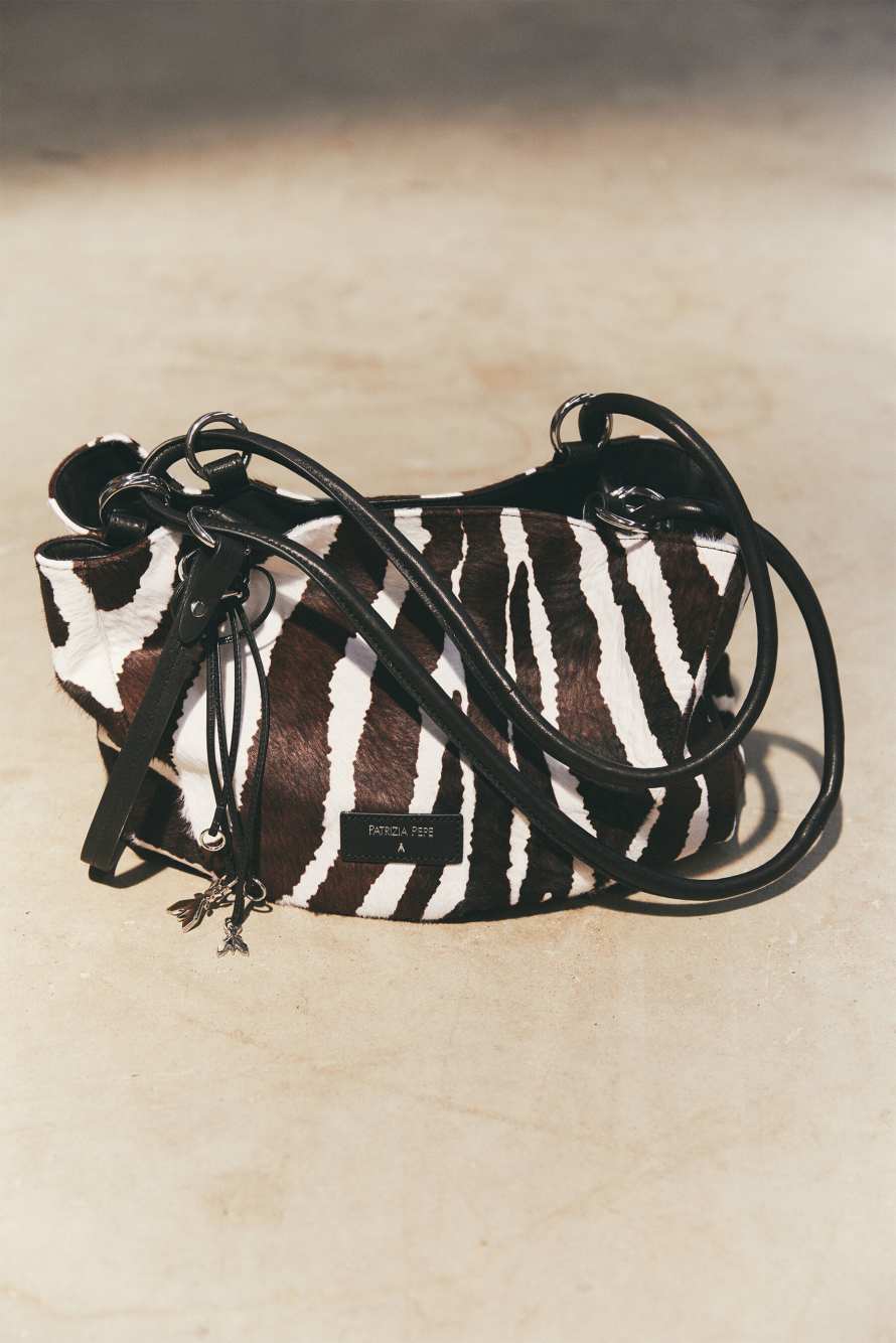 Black Horse zebra print bucket bag, Black/White, Patrizia Pepe