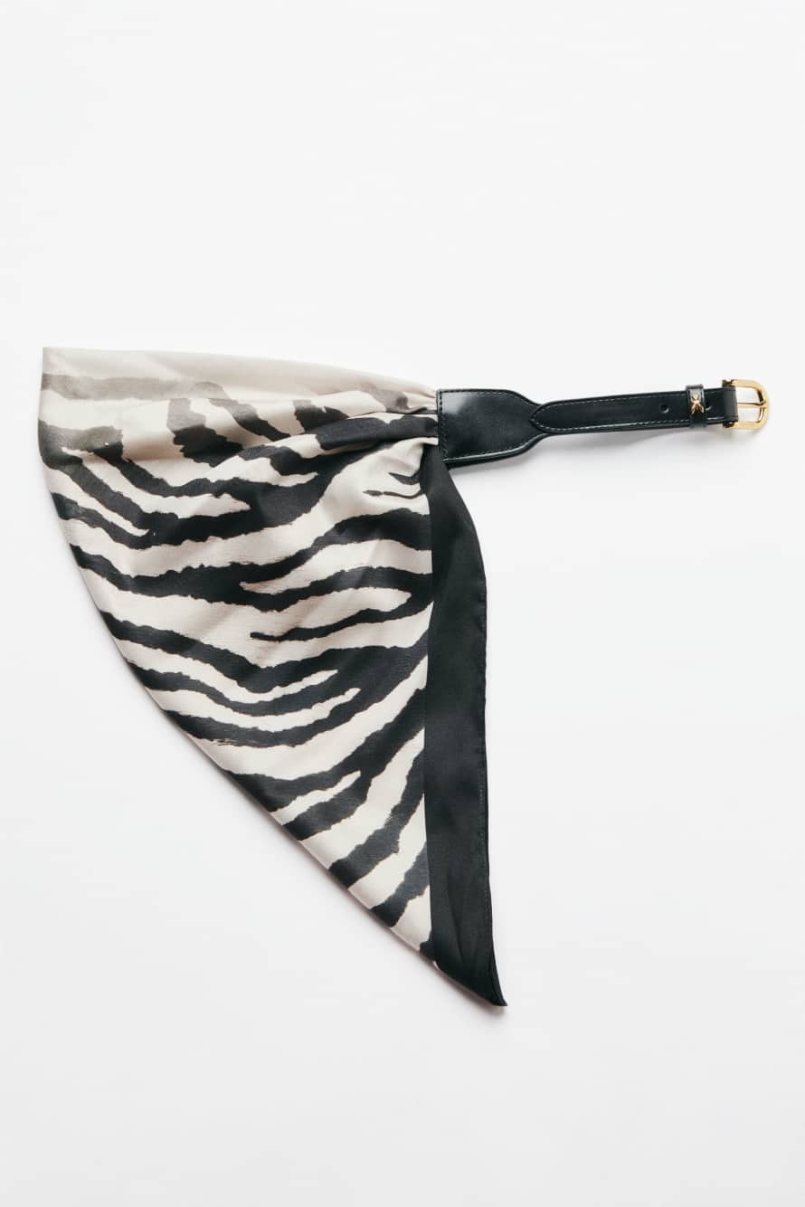 Leather belt with zebra scarf, Abstract Fantasy, Patrizia Pepe
