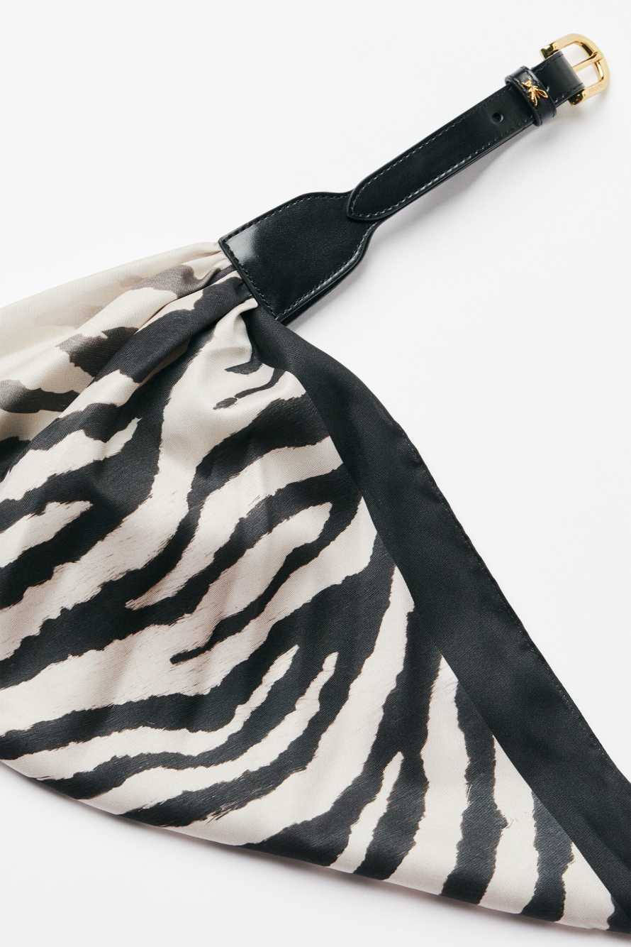 Leather belt with zebra scarf, Abstract Fantasy, Patrizia Pepe