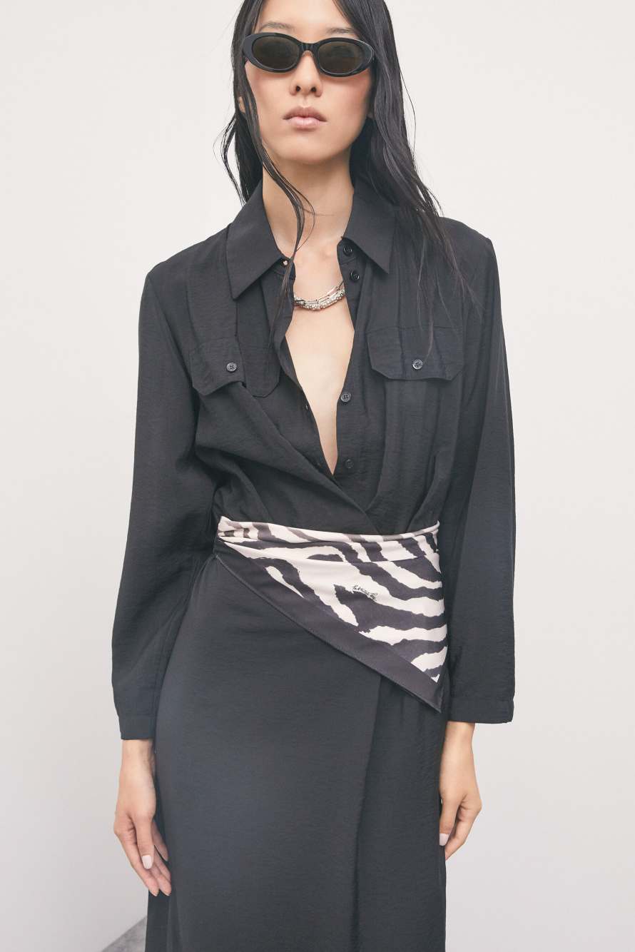 Leather belt with zebra scarf, Abstract Fantasy, Patrizia Pepe