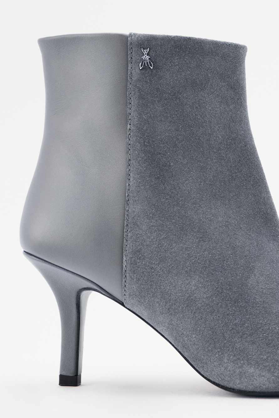 Suede and shiny leather ankle boots, Grey, Patrizia Pepe