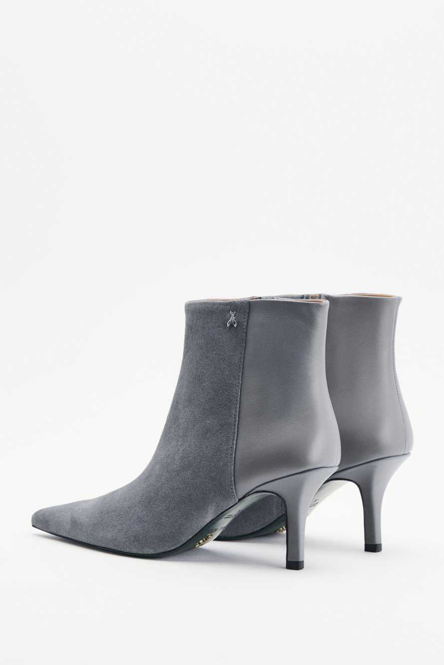 Suede and shiny leather ankle boots, Grey, Patrizia Pepe