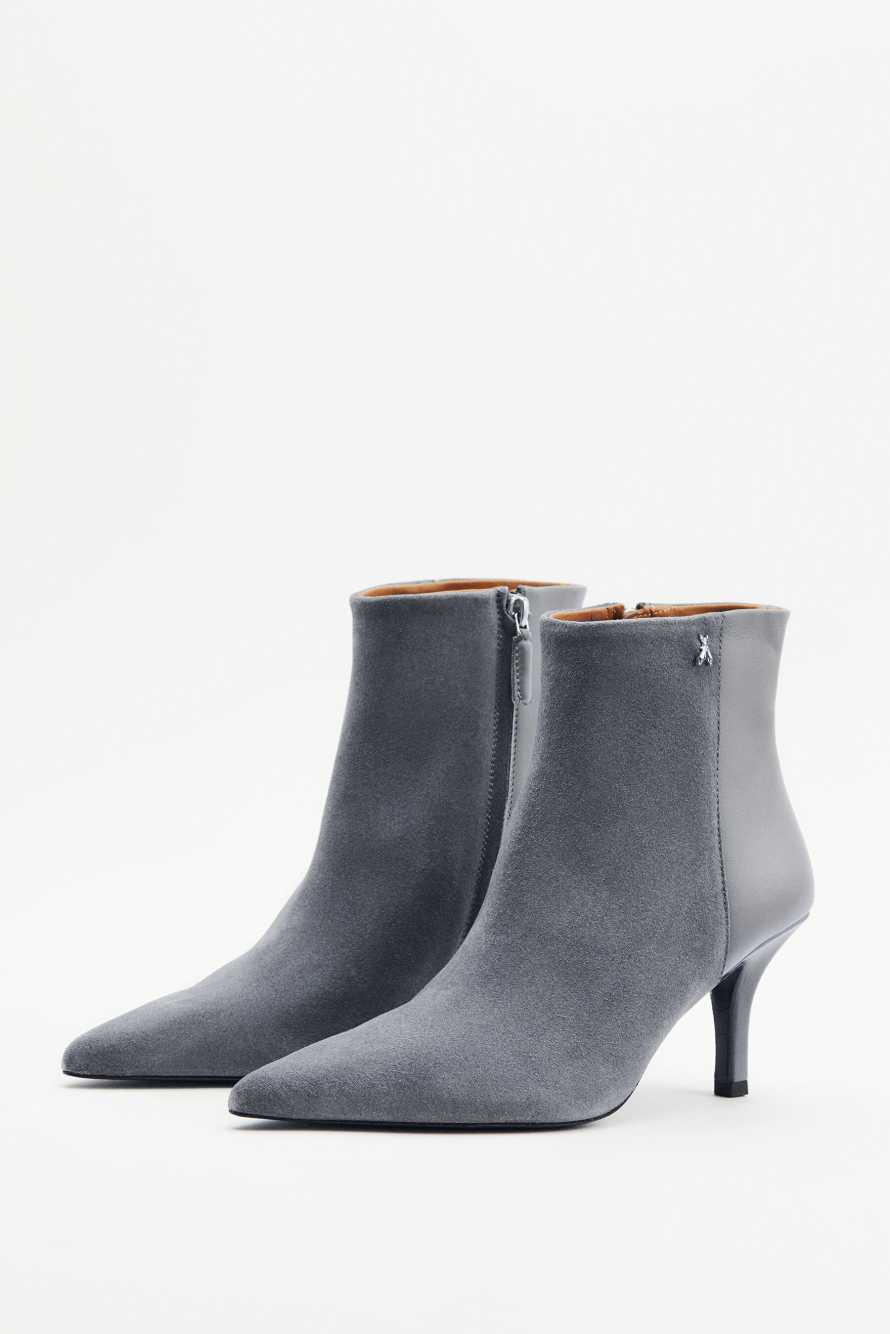 Suede and shiny leather ankle boots, Grey, Patrizia Pepe