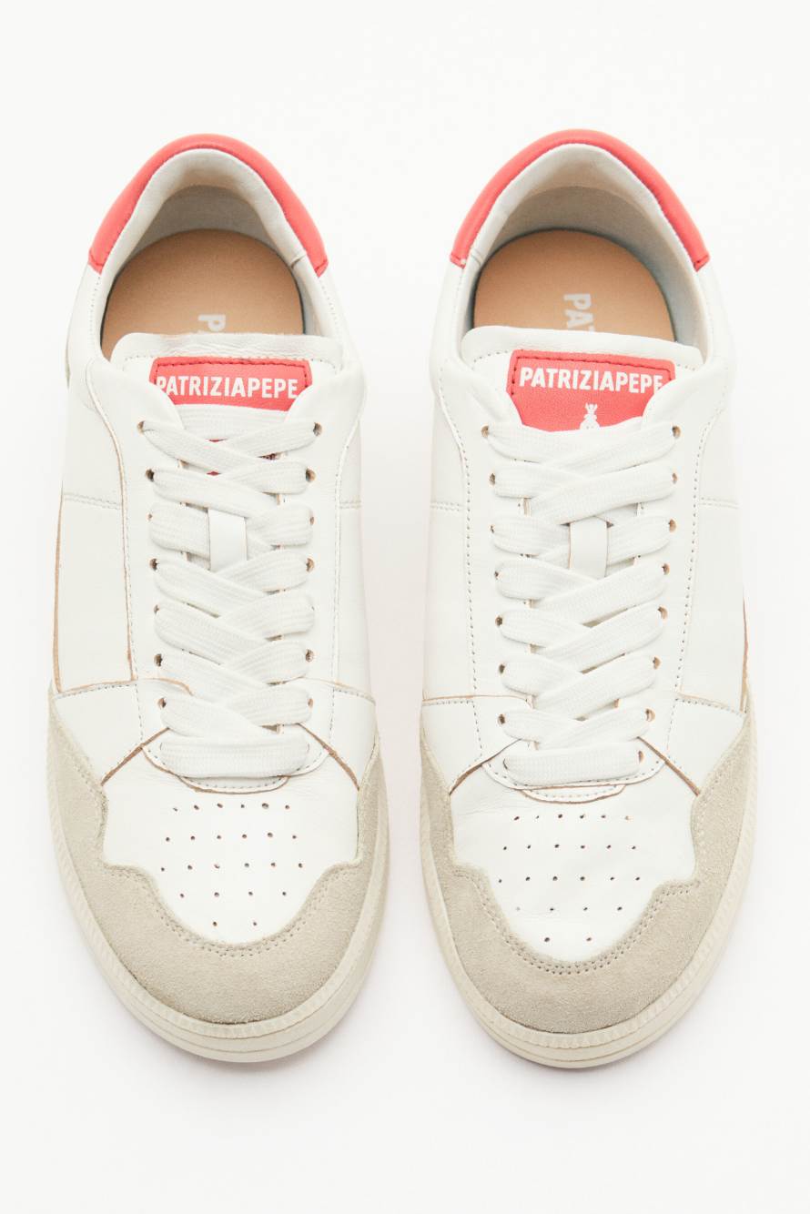 Fly '93 sneakers with suede details, White/Red, Patrizia Pepe