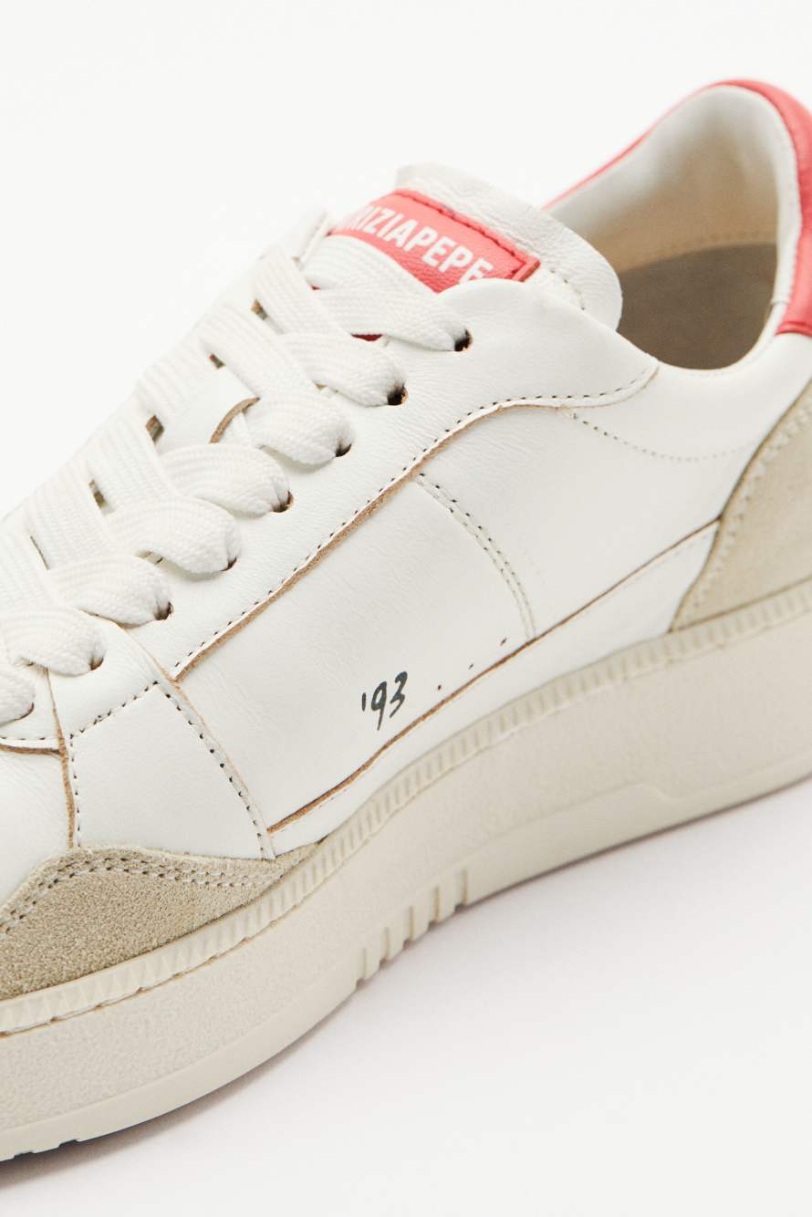 Fly '93 sneakers with suede details, White/Red, Patrizia Pepe