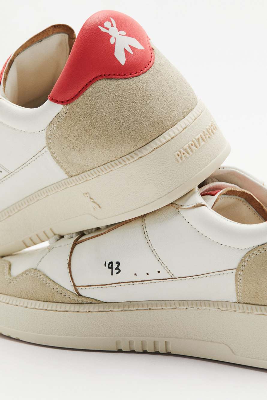 Fly '93 sneakers with suede details, White/Red, Patrizia Pepe