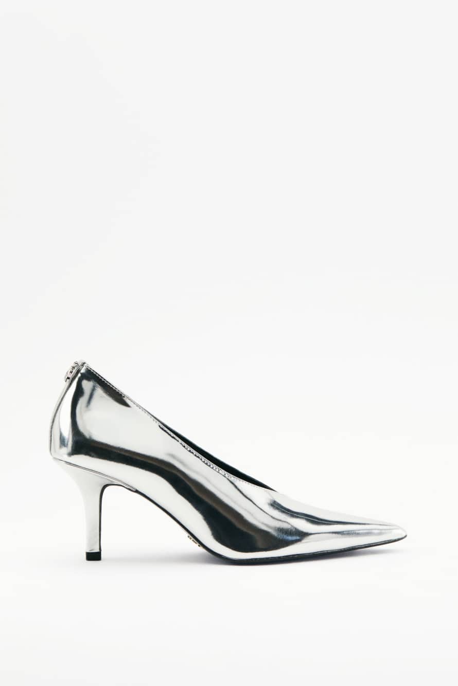New Minimal Shape laminated pumps, Silver, Patrizia Pepe