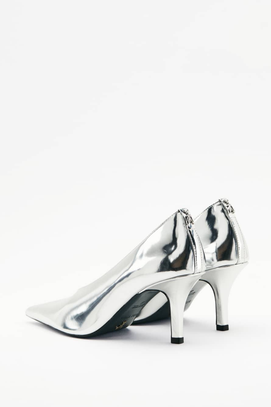 New Minimal Shape laminated pumps, Silver, Patrizia Pepe