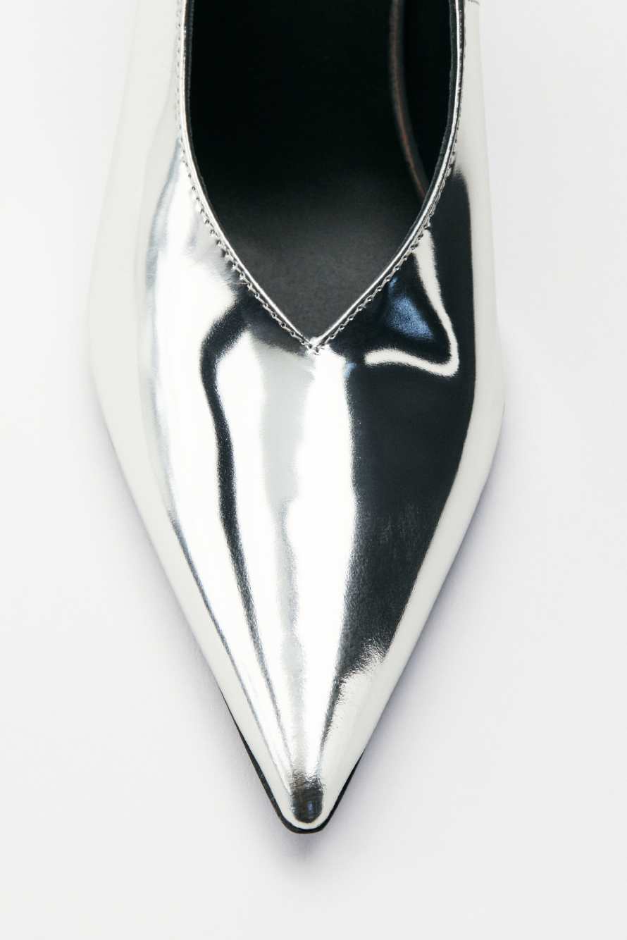 New Minimal Shape laminated pumps, Silver, Patrizia Pepe