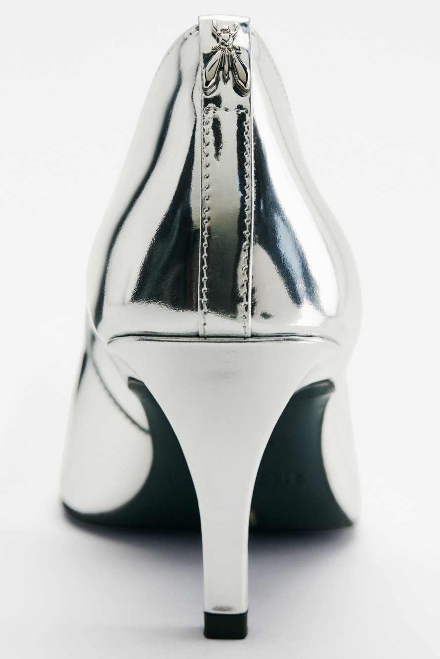 New Minimal Shape laminated pumps, Silver, Patrizia Pepe